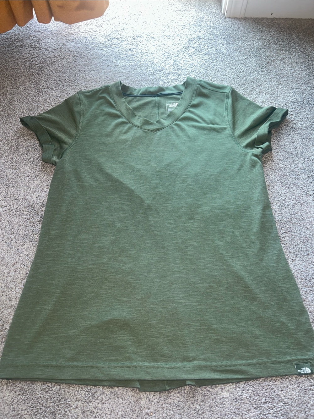The North Face Women’s Olive Green V-Neck Short Sleeve Tee